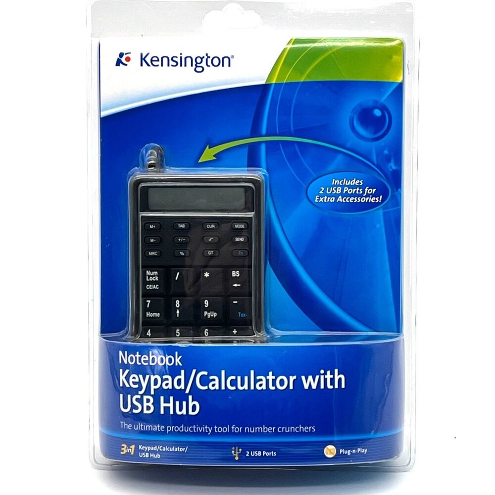 Kensington Notebook Keypad Calculator With USB Hub 3-in-1 Productivity Tool